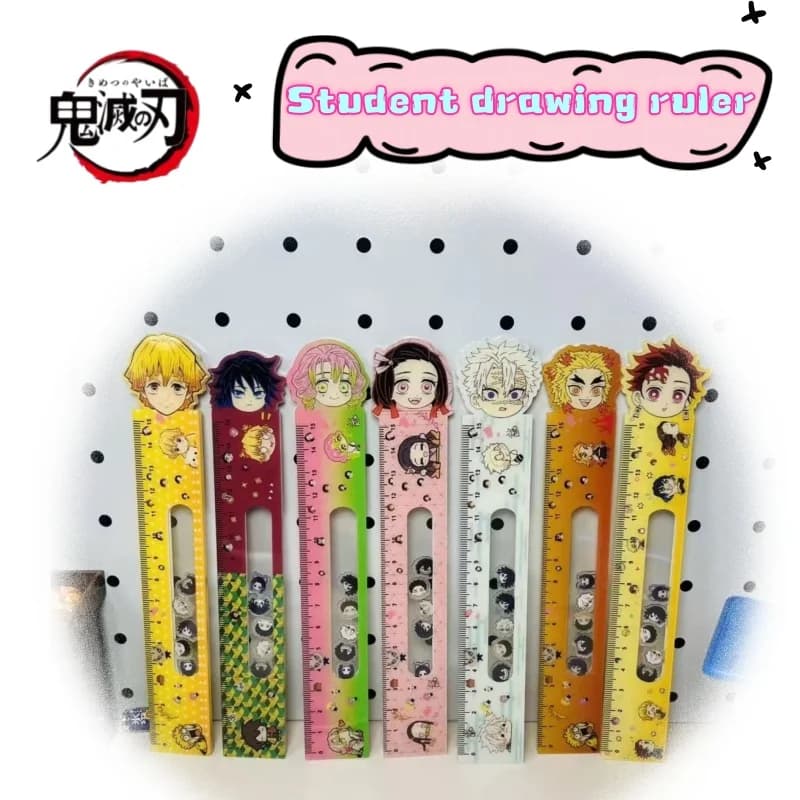 New Demon Slayer Kochou Shinobu Kanroji Mitsuri Acrylic Rocking Ruler Cartoon Exquisite Student Drawing Ruler Special Stationery