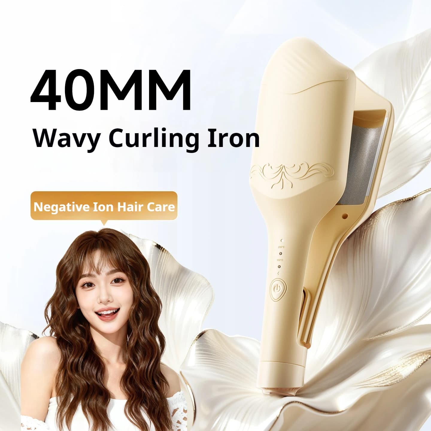 40MM Deep Waves Hair size Professional voluminous curls Quick heating 2 Temperature settings Long-lasting waves Styling tool Sa