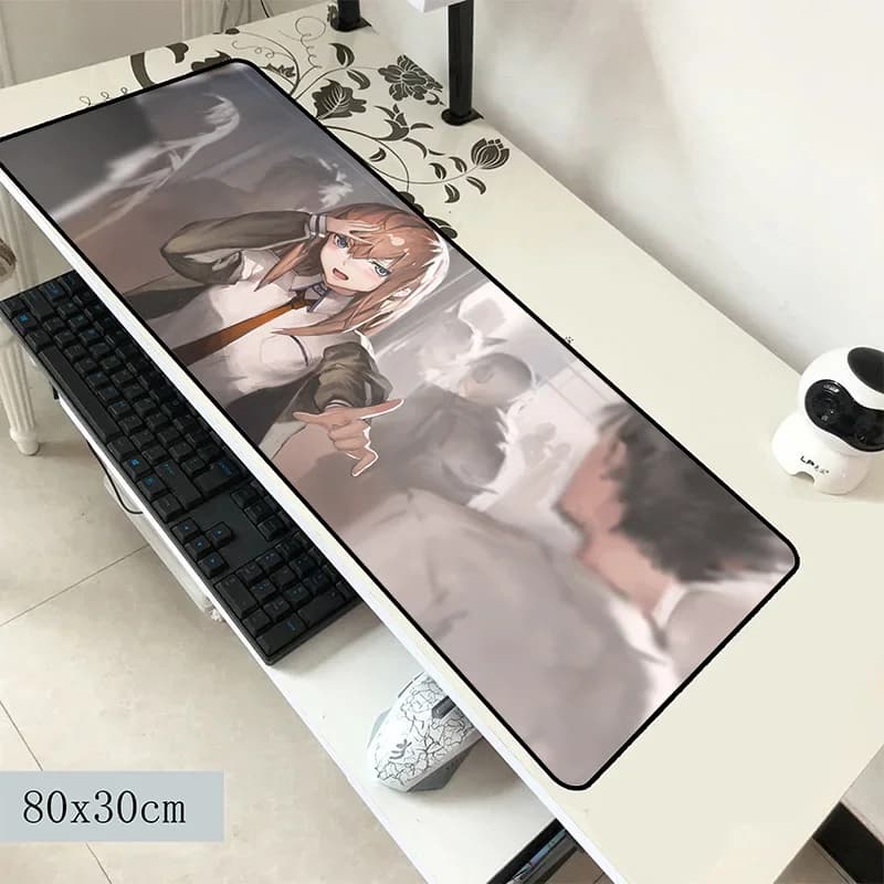 steins gate mouse pad 800x300x2mm tappetini regali Tappetino per mouse per computer accessori da gioco xl grande mousepad tastiera giochi pc gamer