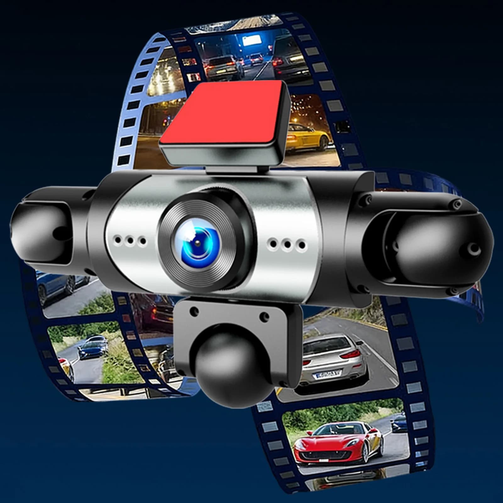 Dash Cam a 5 Canali 1080P Anteriore e Posteriore Interna Sinistra Destra Registratore Video di Guida con Visione Notturna e Grandangolo per Auto e Camion