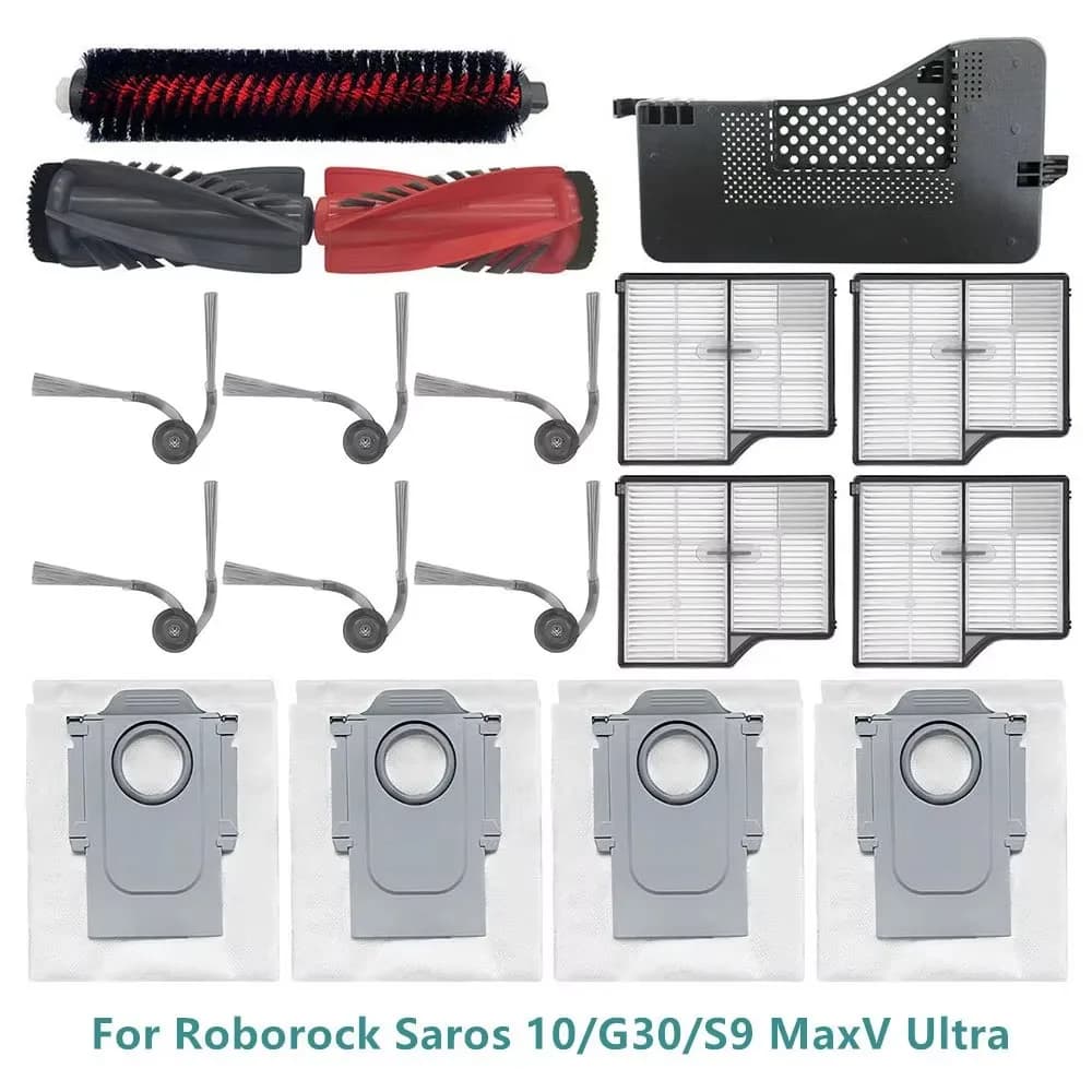 Spazzola principale, filtri HEPA, filtro acqua per stazione base, spazzola laterale, panno lavapavimenti per aspirapolvere Roborock Saros 10/G30/S9 MaxV Ultra