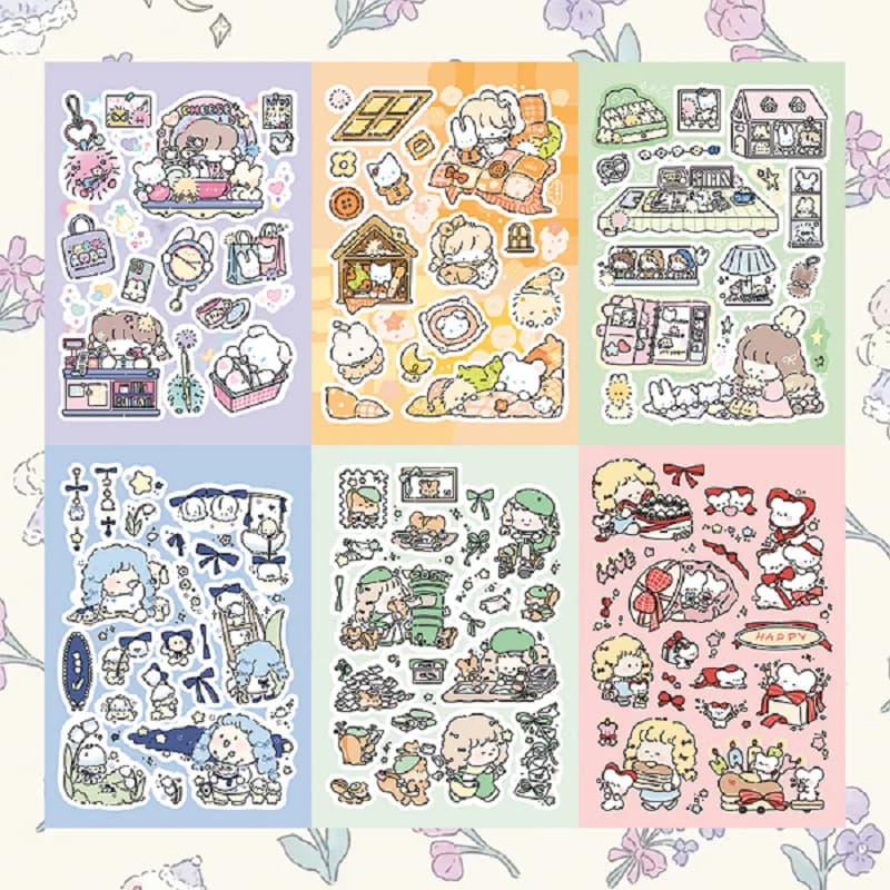 Coreano simpatico cartone animato ragazza personaggio manuale adesivi conto mano diario notebook scrapbook cancelleria adesivi decorativi fai da te