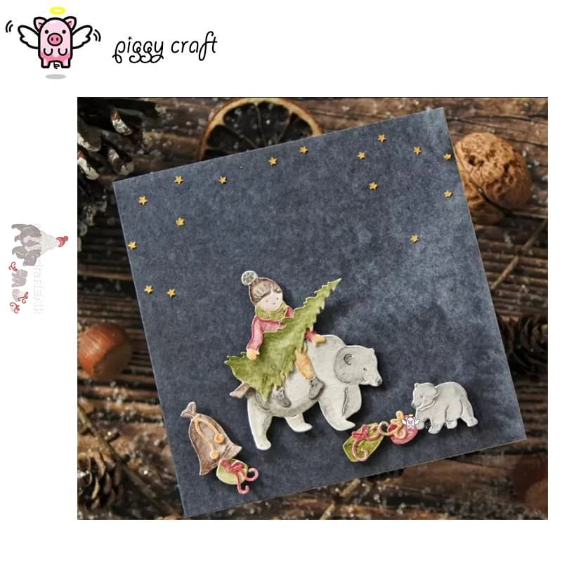 Piggy Craft metal cutting dies cut die mold Christmas child box bear Scrapbook paper craft knife mold blade punch stencil muore