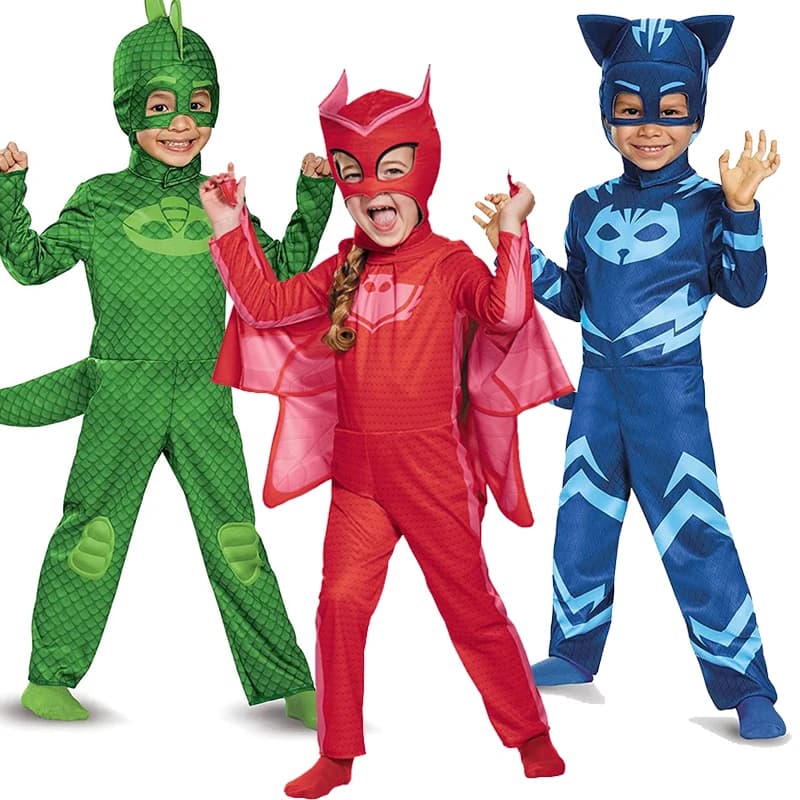 Unisex Ragazze Super Owl Hero tuta Fancy Dress Cosplay Cat Boys Gecko Animail Costume di Halloween Tuta