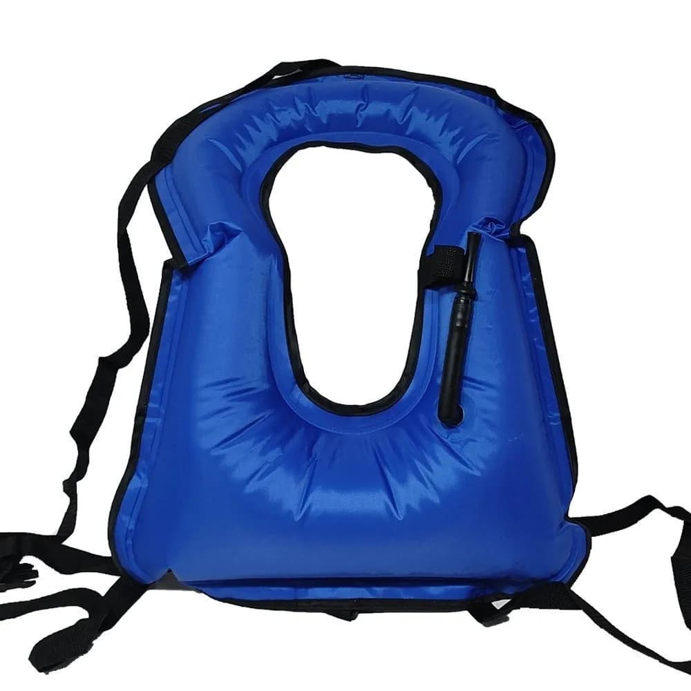 Polyester Inflatable Snorkeling Vest PVC Breathable Mesh Buoyancy Swim Jacket Quick Inflation Adjustable Straps