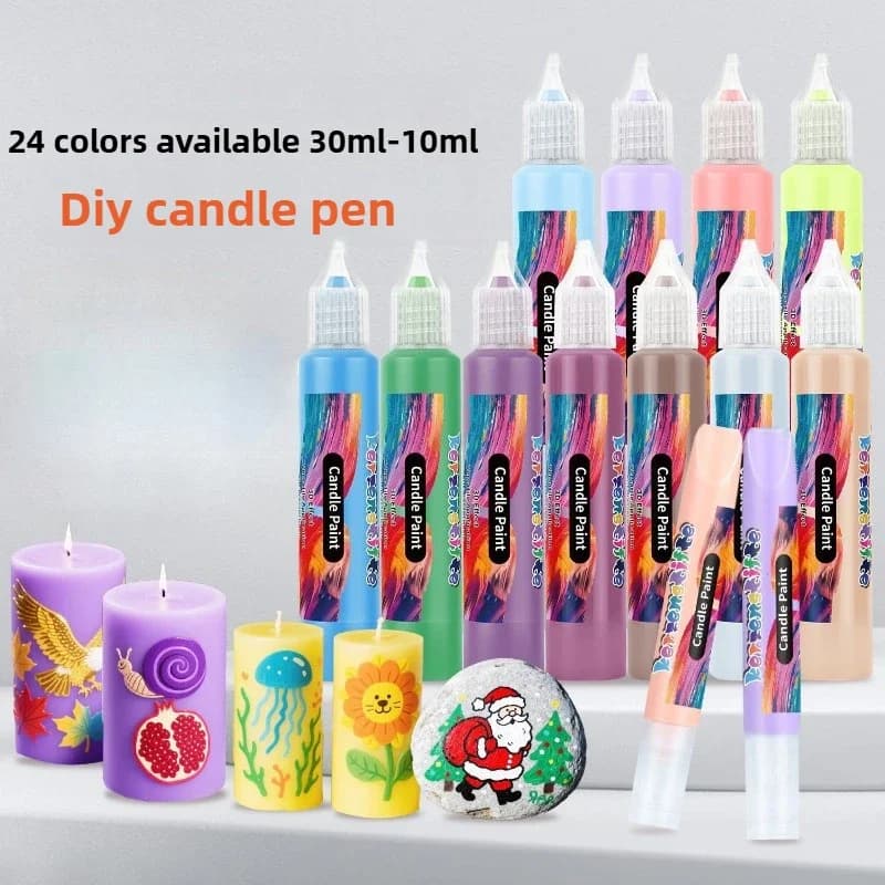 8/12/24 Color 30ml Non Baked 3D Candle Pen Children's Handmade DIY Candle Painting Clothing Textile Glass Acrylic Paint Set