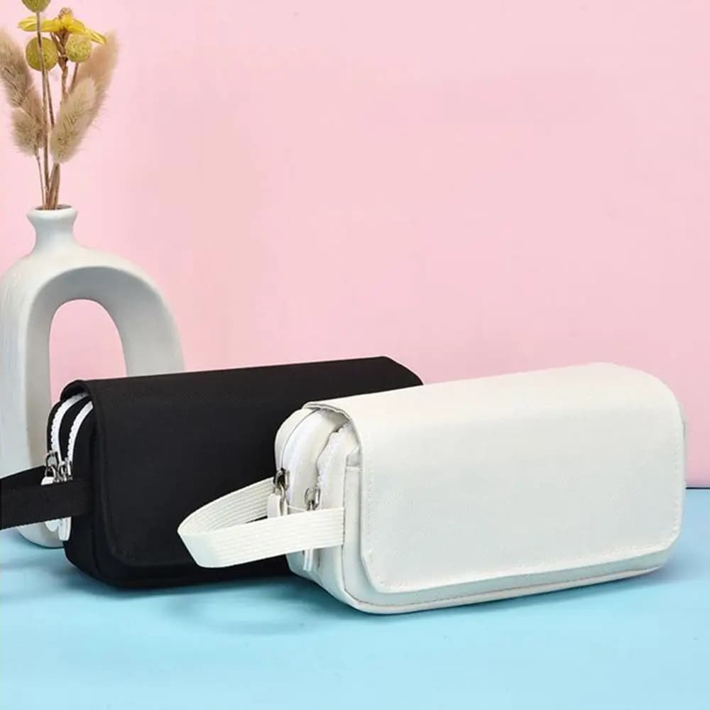 Astuccio per penne portatile a doppio strato Astuccio per matite con cerniera di grande capacità Astuccio per penne durevole resistente all'usura Organizzatore di cancelleria