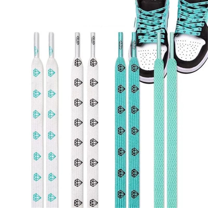 1 Pair Green diamond Flat Shoelaces High-top Canvas Sneakers Shoe laces Women Men Shoe Strings