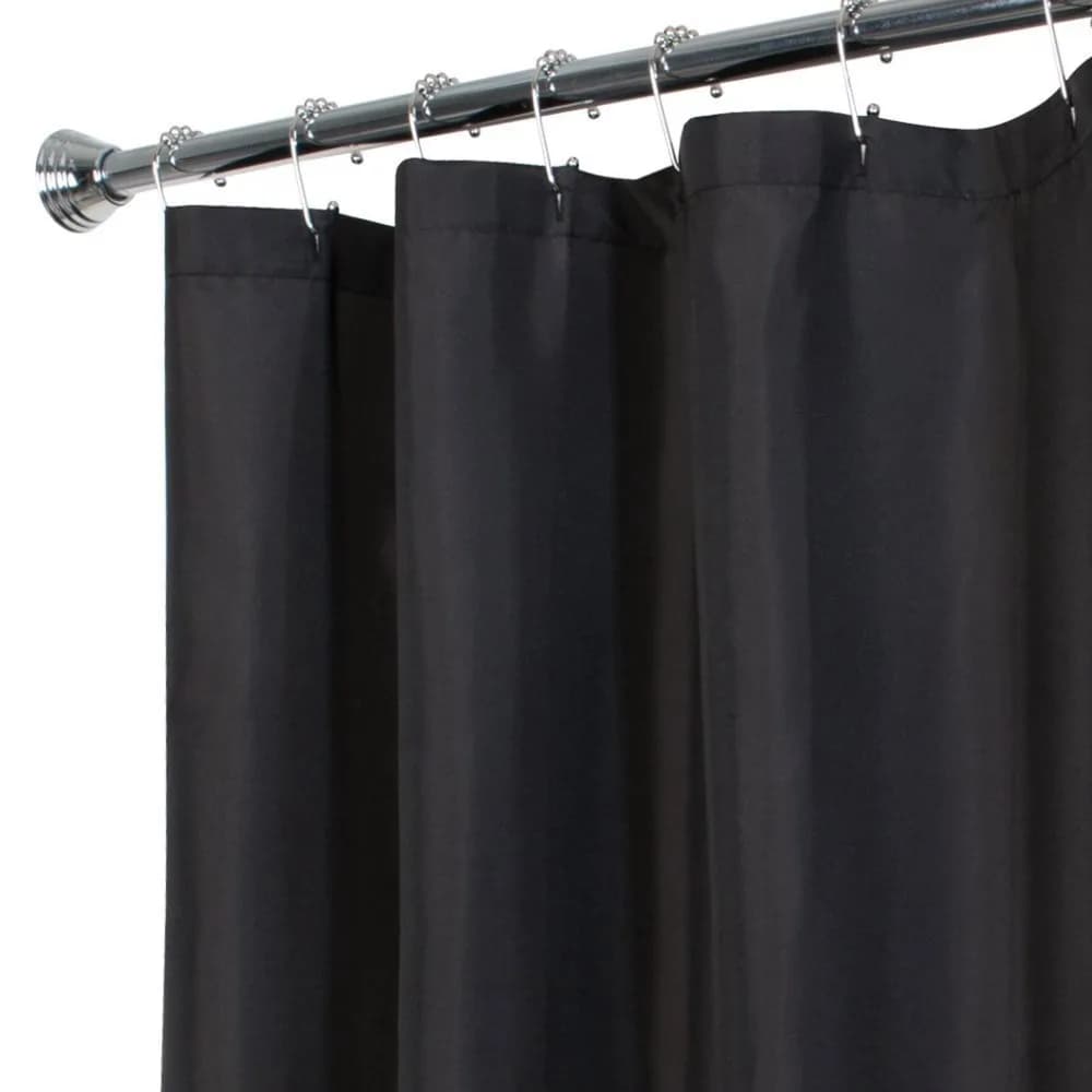 Waterproof Shower Curtain Liner Black Fabric Bathroom Curtain Water Repellent Cloth 70x72 Inches Extra Long