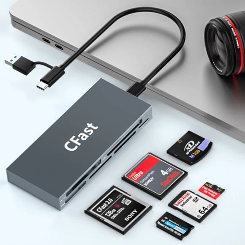 UTHAI TF4 Lettore di schede multifunzione a 6 slot per schede SD/TF/MS/XD/Cfast per fotocamere, dispositivi mobili e tablet