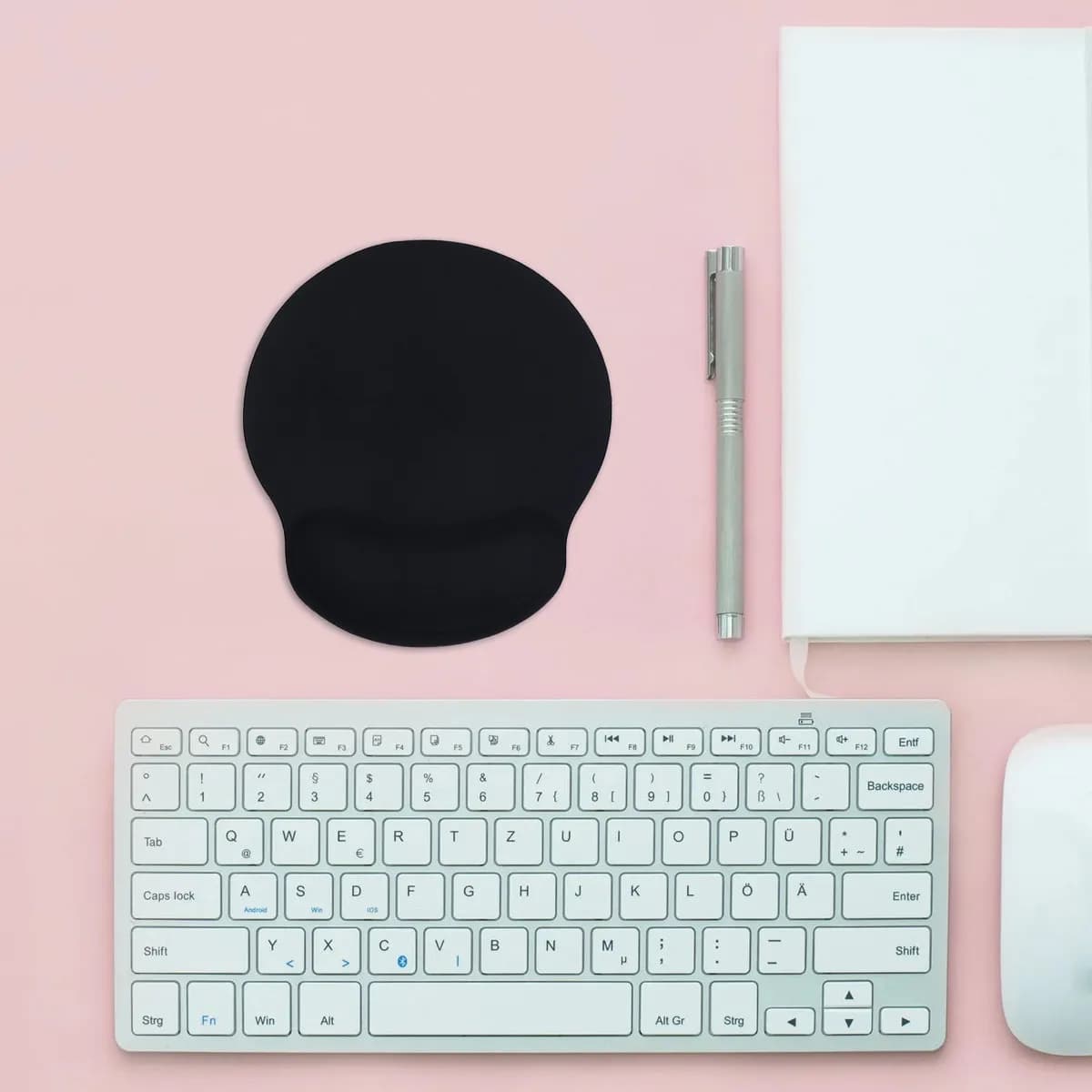 Set Tappetino per Mouse con Poggiapolsi Ergonomico in Memory Foam, Supporto per Mani Comodo ed Elastico, Protezione per Polso per Ufficio