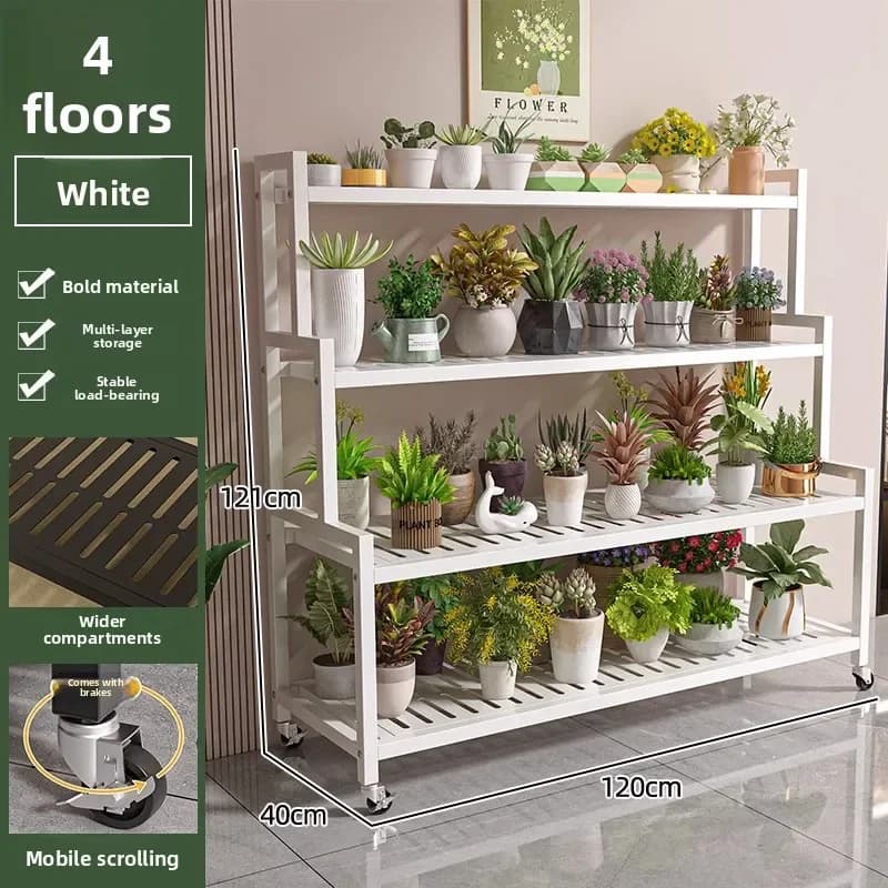 Wrought iron flower stand living room floor-to-ceiling balcony rack stepped multi-layer plant pot bracket flower rack premium