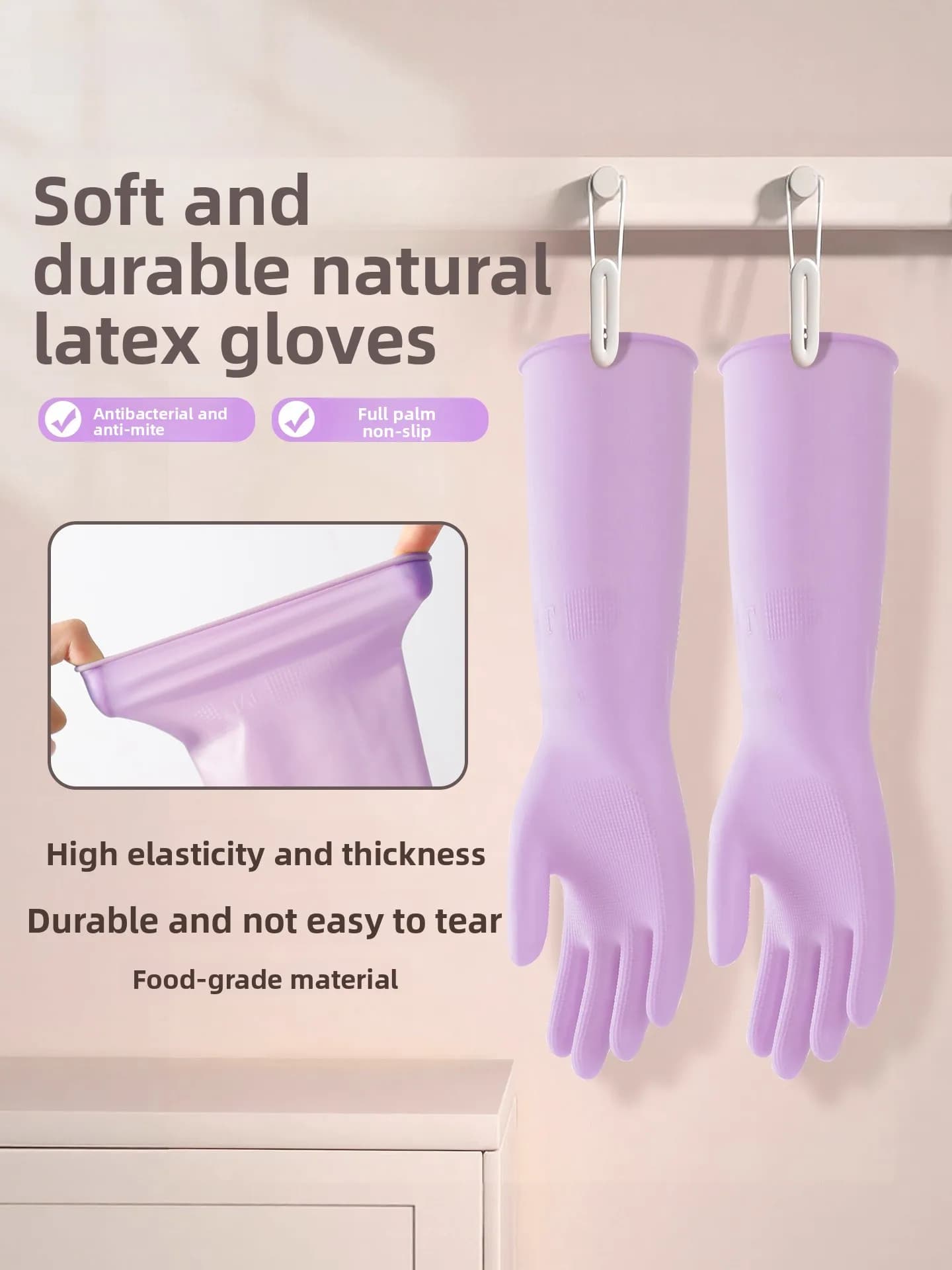 Guanti in gomma ispessiti e lunghi in lattice per lavori domestici, impermeabili, resistenti, per cucina, lavaggio piatti e bucato, uso speciale