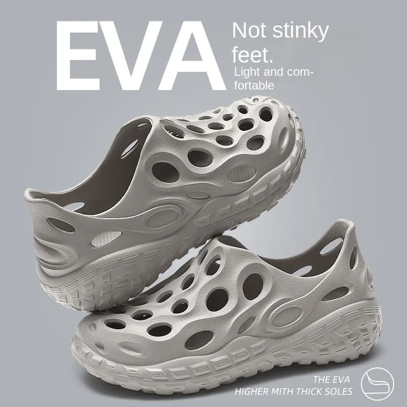 Scarpe da spiaggia abbigliamento esterno suola cava per pneumatici sandali da uomo di grandi dimensioni trascinano gli sport estivi e il tempo libero scarpe con foro moda eva