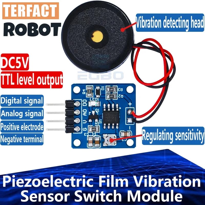 1PCS-10PCS TERFATTO ROBOT 5V Piezo Vibration Sensor Module Switch Level Output TTL For Arduino