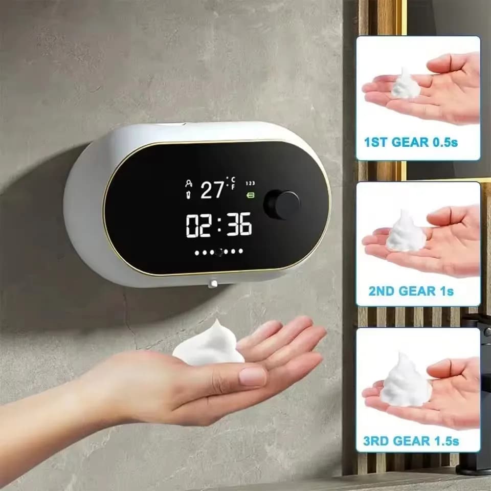 Dispenser automatico di sapone con sensore automatico a infrarossi intelligente a parete da 450 ml, schiuma elettrica/pompa pulita per piatti a mano