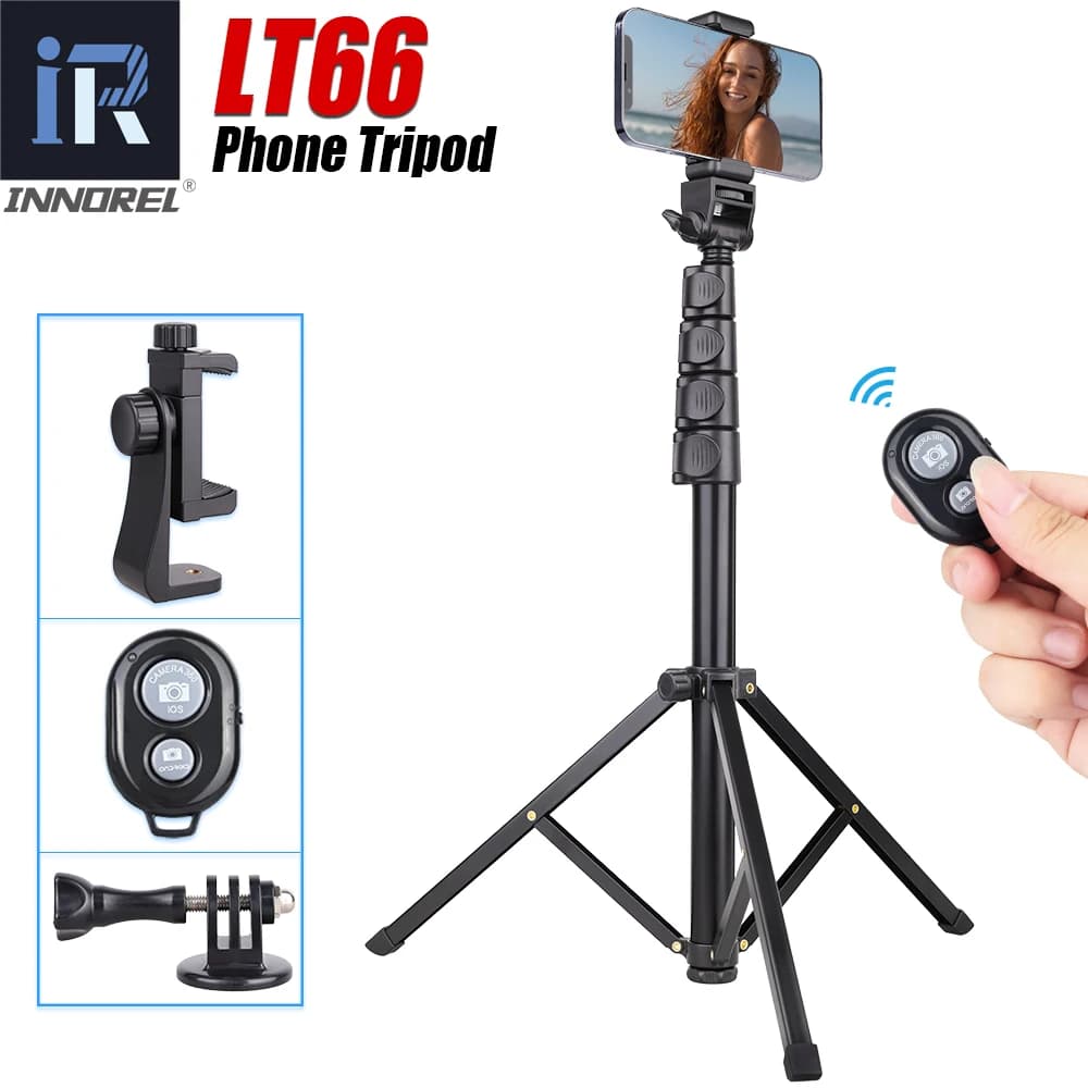 Treppiede fotografico Treppiede per telefono cellulare Selfie Stick INNOREL LT66, Adattatore per montaggio su action camera Telecomando wireless per iPhone Android