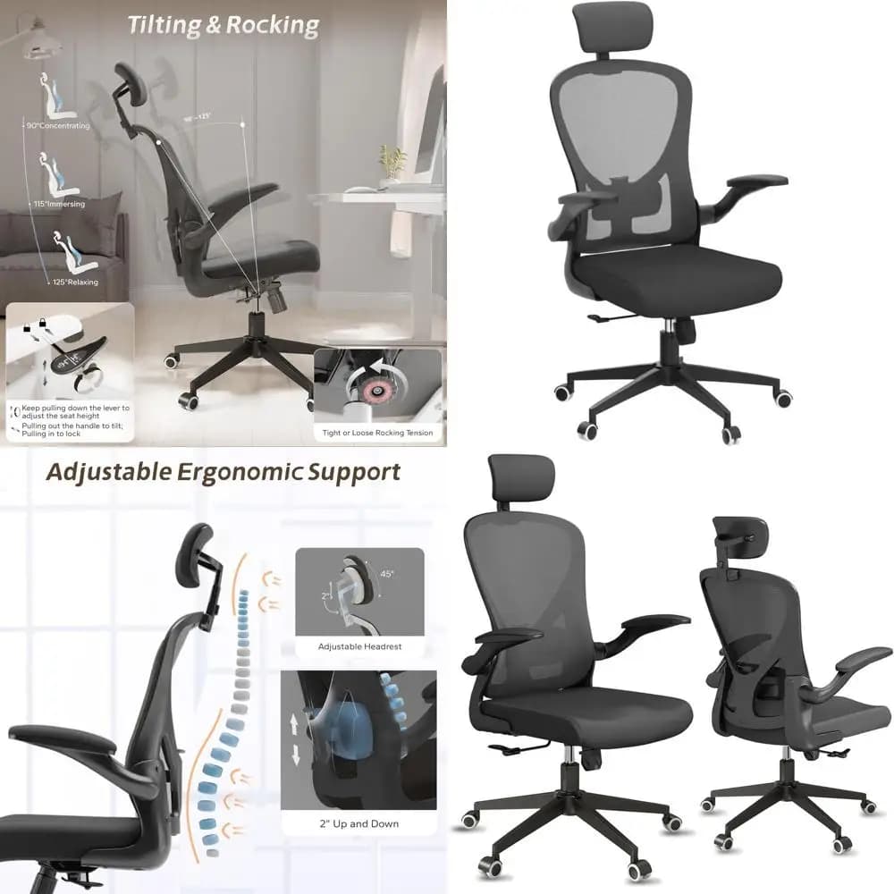 Ergonomic Tall Office Chair with Lumbar Support, Adjustable Armrests and Footrest (Black)