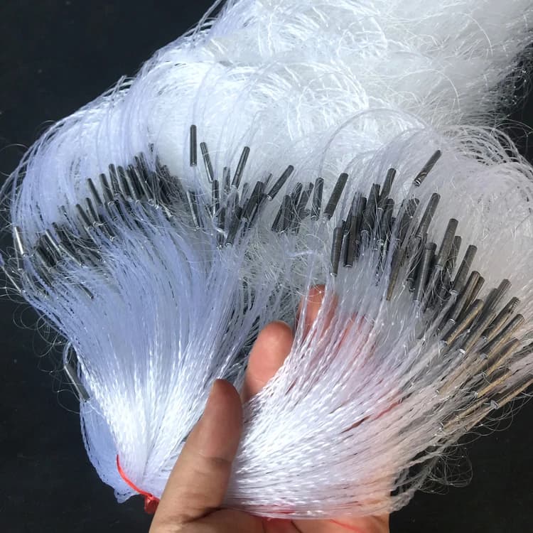 Lawaia 25M di lunghezza rete da pesca tre strati di seta bianca rete da imbrocco galleggiante di plastica lungo piombo appiccicoso appeso rete trappola da pesca retrattile