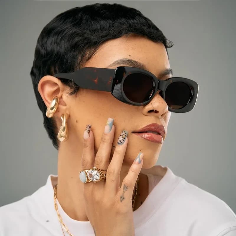 Leopard Color Sunglasses Women's Rectangular Fashion Glasses Street High-end Sense Internet Trendy Ins Sunglasses for Men