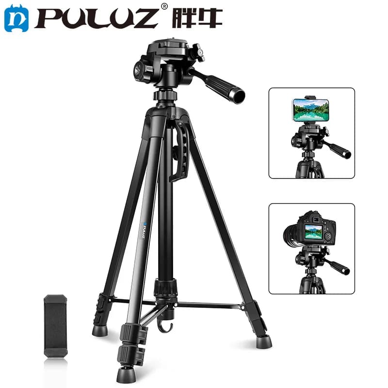 Treppiede per smartphone con 360 ° Testa Pan-Tilt – Supporto per selfie stick regolabile per streaming live e vlogging Morsetto per telefono incluso