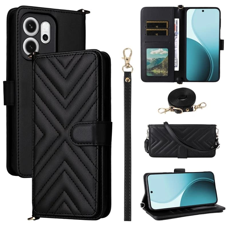 Per OPPO Reno 14F 5G Cordino a tracolla Portafoglio Carta Solt Custodia per OPPO Reno14 F 5G Titolare della carta Borsa RFID Custodia antiurto