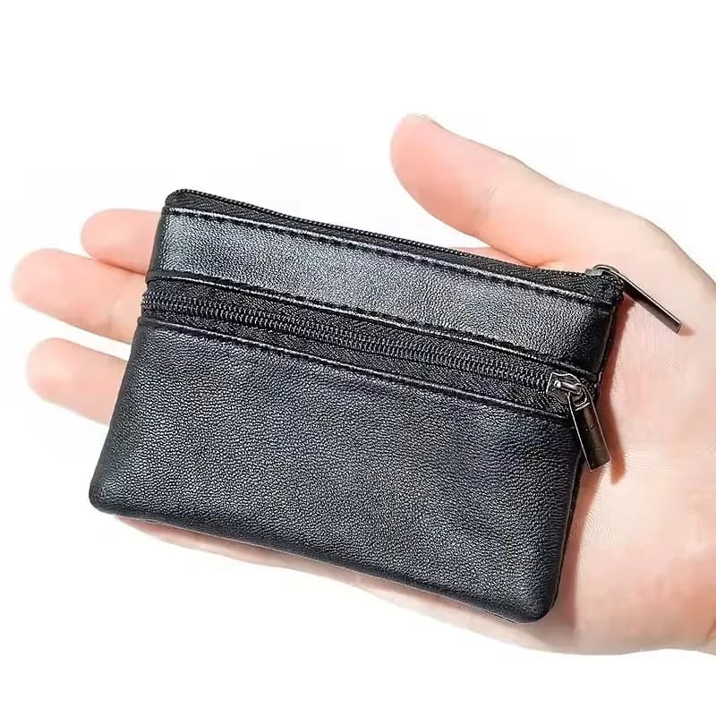 Women's and Men's Wallet Small Wallet Man's Wallet Hinge Handbags Mini Money Wallet Children's Keychain Leather Cardiac