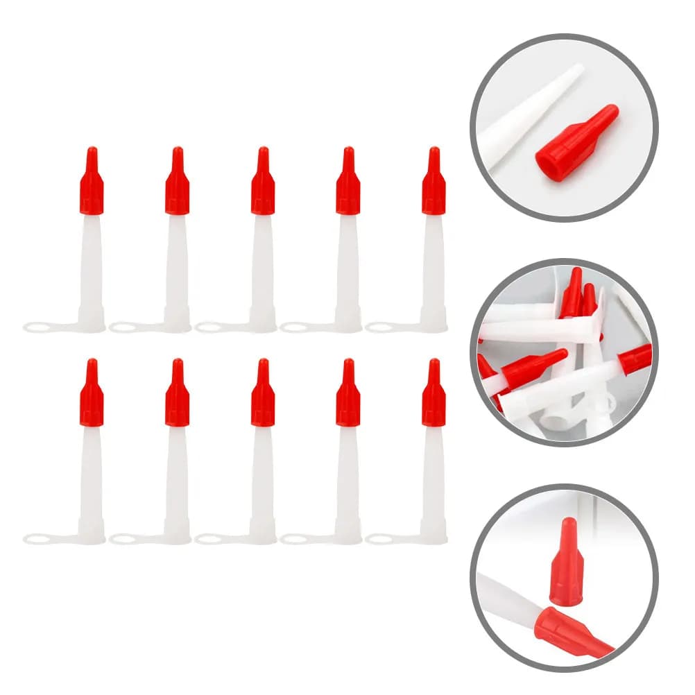 Set of 10 red tips for sealing, silicone plastic applicators, for DIY projects, set of sealing tools, extension for sealing