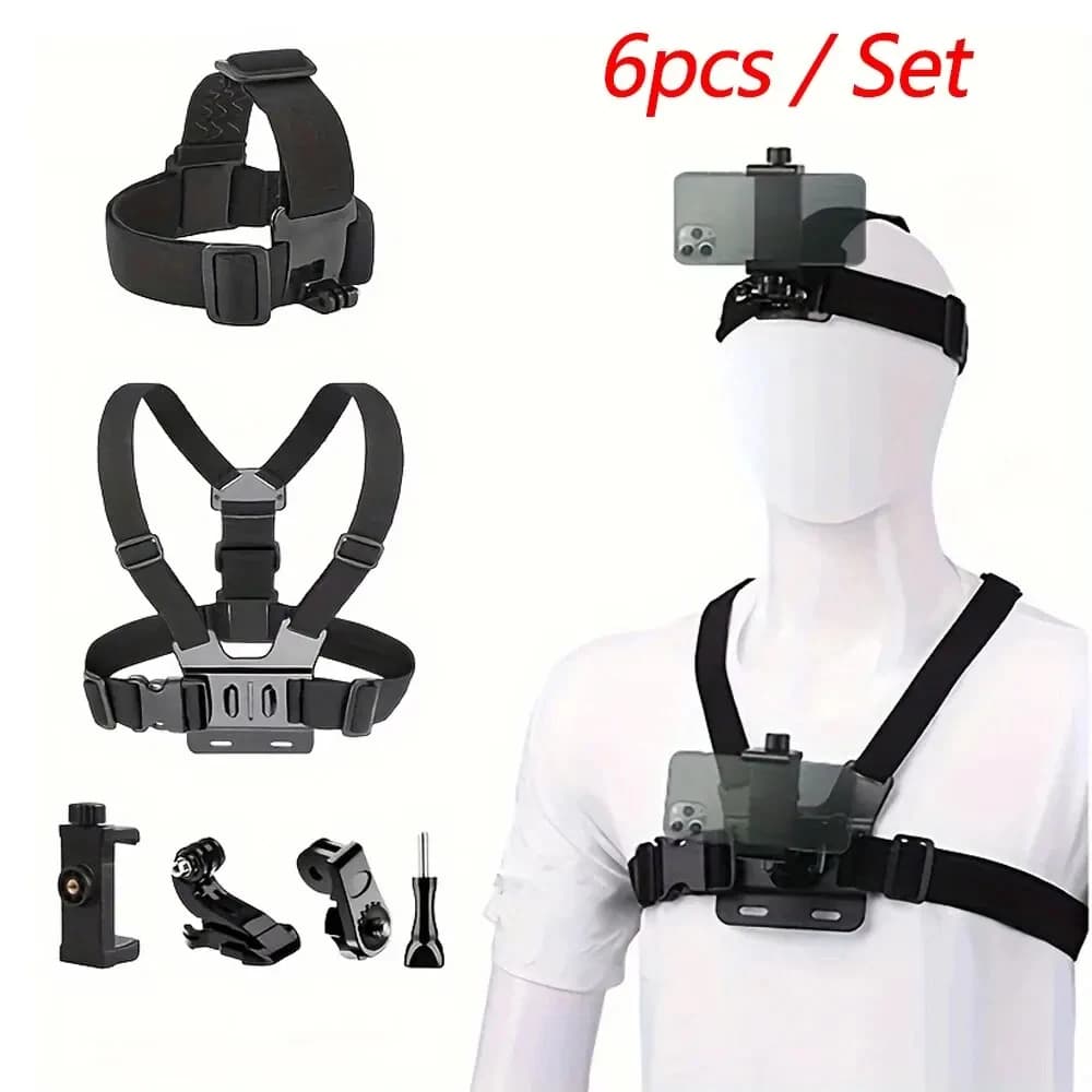 Kit of accessories for action camera Head band support for chest strap GoPro DJI Osmo SJCAM AKASO insta360