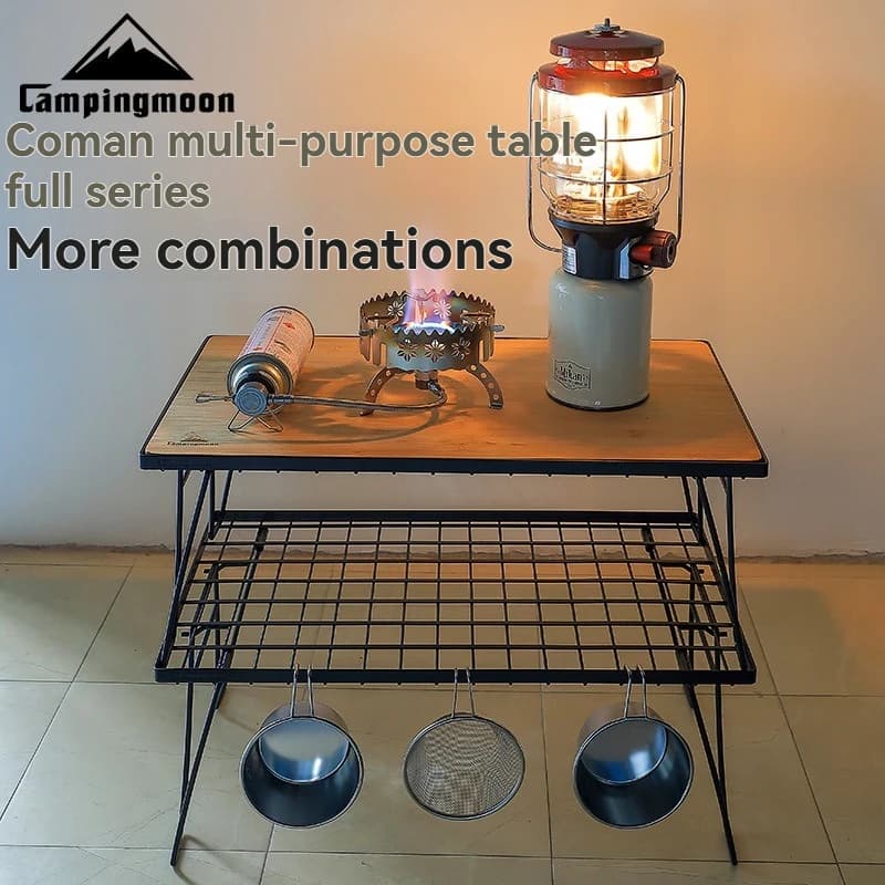CAMPINGMOON T-230 Tavolo da Campeggio Portatile Multifunzionale in Ferro, Tavolo Pieghevole per Barbecue all'Aperto