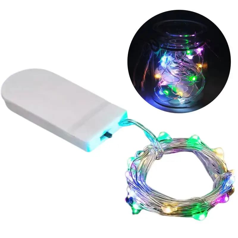 Lucine a corda 2M 10LED Filo di rame argento Alimentato a batteria Decorazioni fai da te Luci a corda per la festa di nozze Natale