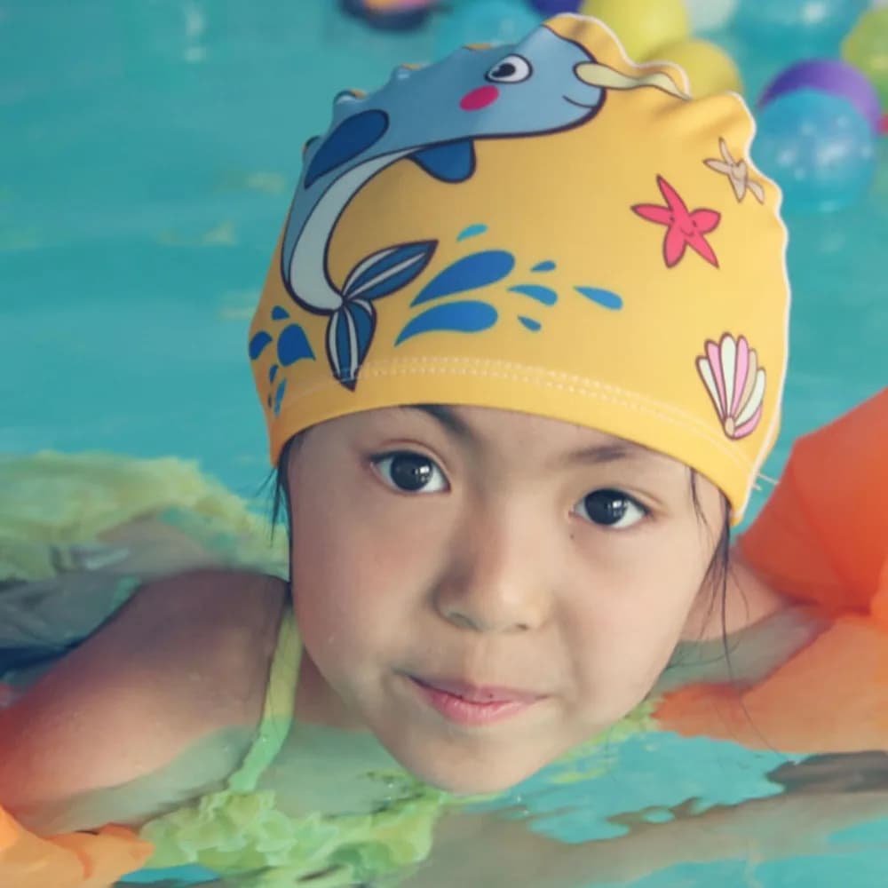 Cute Cute Cartoon Children Swimming Cap Comfortable Cartoon Baby Ear Protector Calico Swim Cap Pattern Waterproof