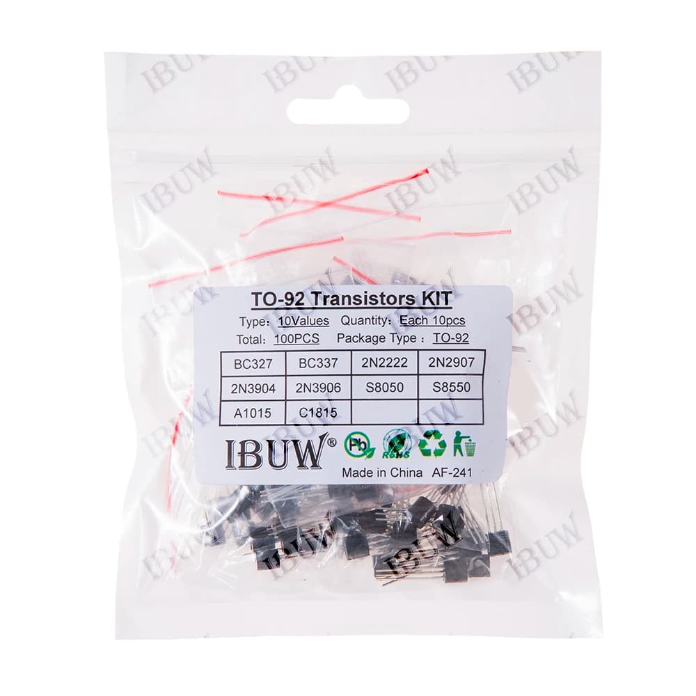 Kit of 100 Transistor TO-92 (10 Different Values: BC337/2N2222/S8050 etc.) Electronic kit Arduino Fai-da-Te TO92 BC337