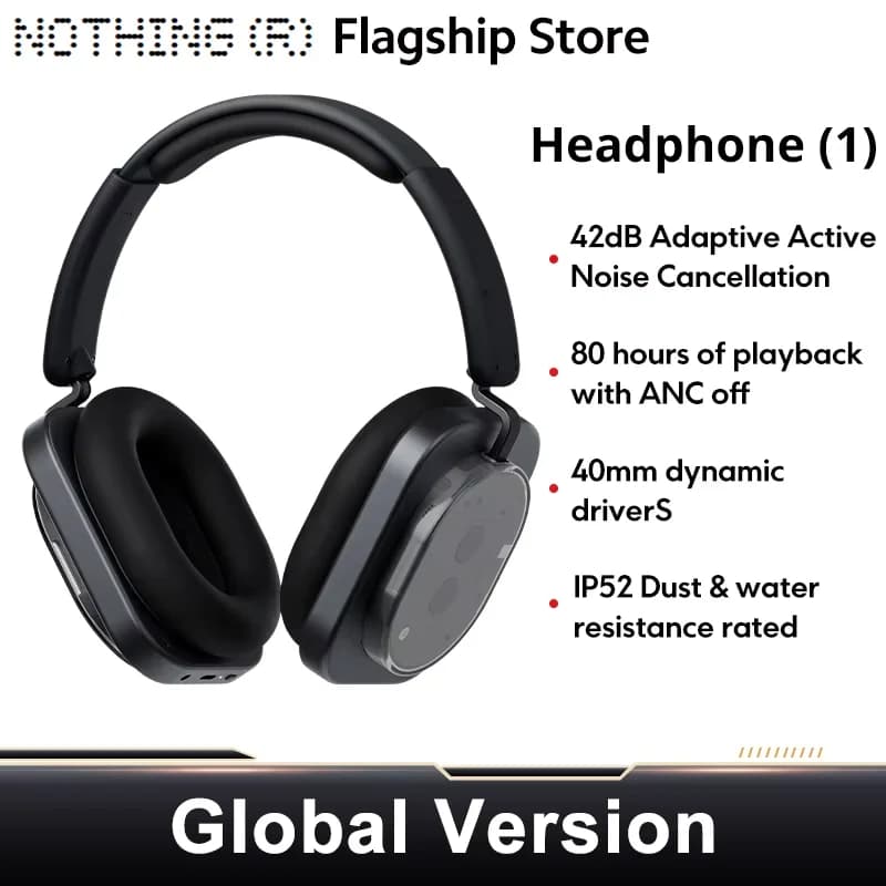 Global Version Nothing Headphone (1) 40mm Dynamic Driver Wireless Headphone 15 Quick Charge ANC Headset Support AAC SBC LDAC