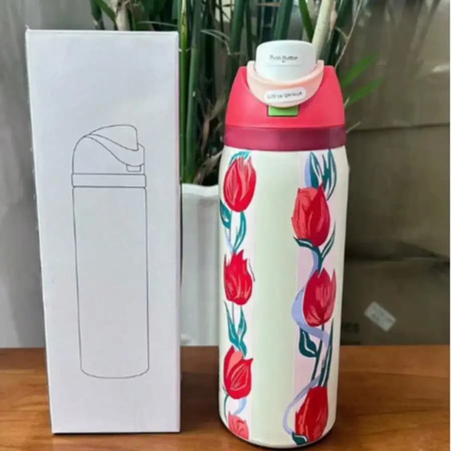 Cute And Stylish Dual-Drink Fruit Cup, Large Capacity, 304 Stainless Steel Insulated Water Bottle, Portable Outdoor Sports Water Bottle