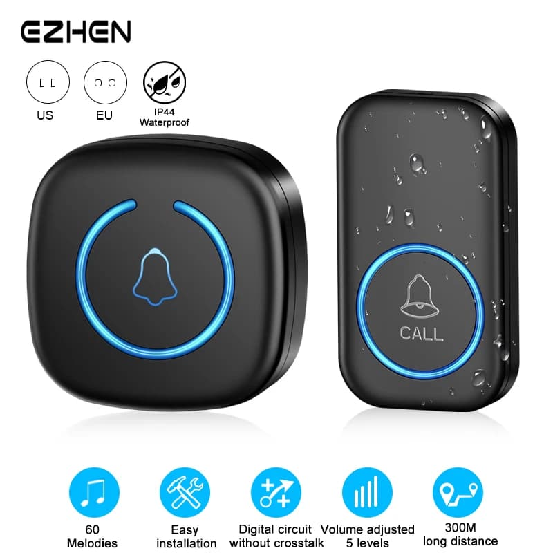 Wireless doorbell Intelligent welcome doorbell 300M/984 FT Remote control 60 tracks Melodie Intelligent doorbell EU UK Optional