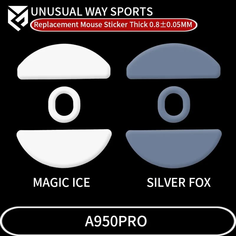 InsolitoWaySports Mouse Pattini Piedi Dareu A950 Pro Superficie curvata PTFE Anti collasso Magic Ice Pink Black Silver Fox
