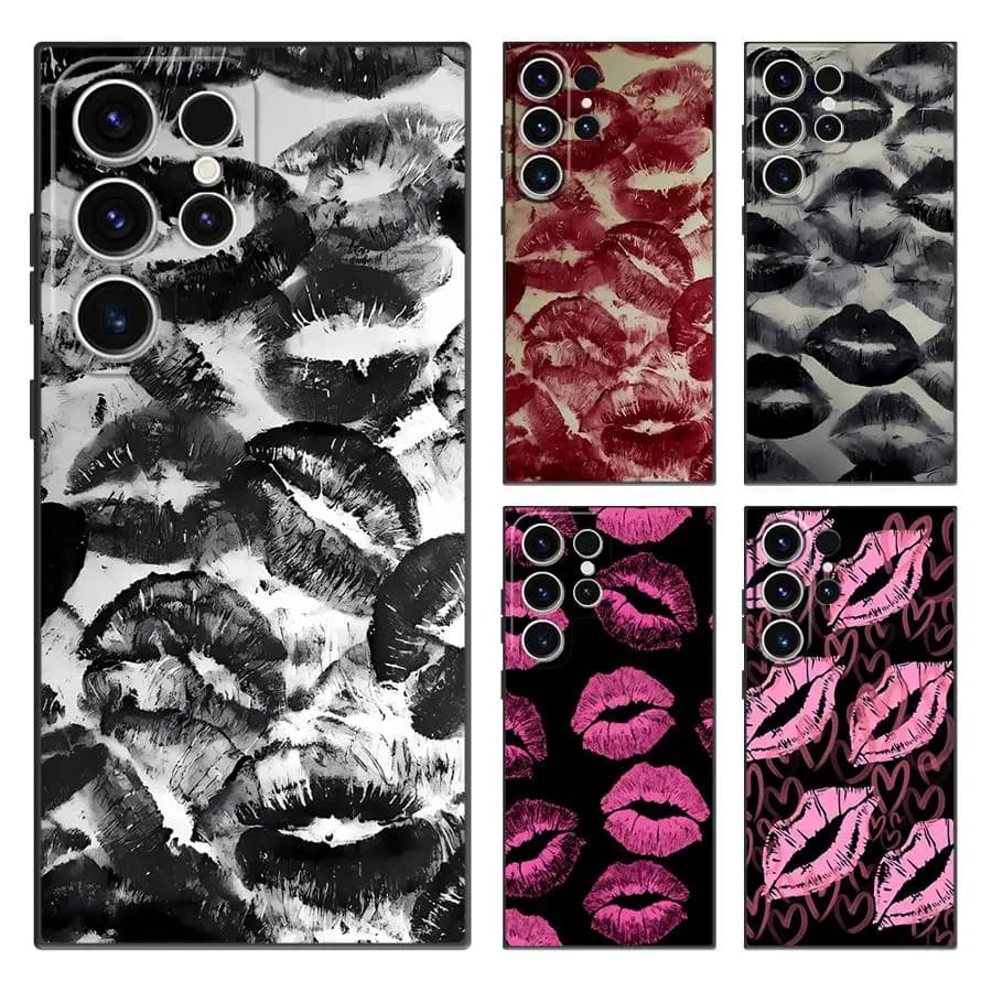 Cover per Samsung Galaxy S26 S20 S24 Plus S23 S10 S9 Note 20 Ultra 8 9 10 S21 FE S25 Ultra, Custodia Creativa con Stampa Labbra