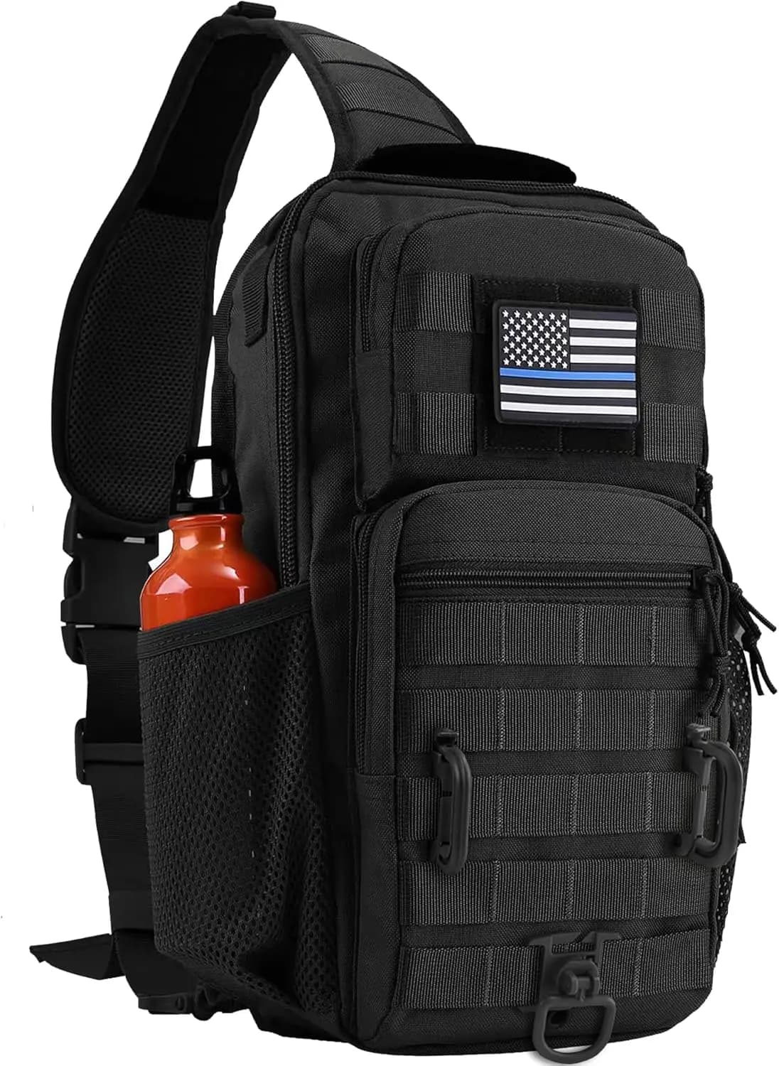 Zaino a tracolla tattico grande Rover Sling Pack con borsa a tracolla con portabottiglie, nera