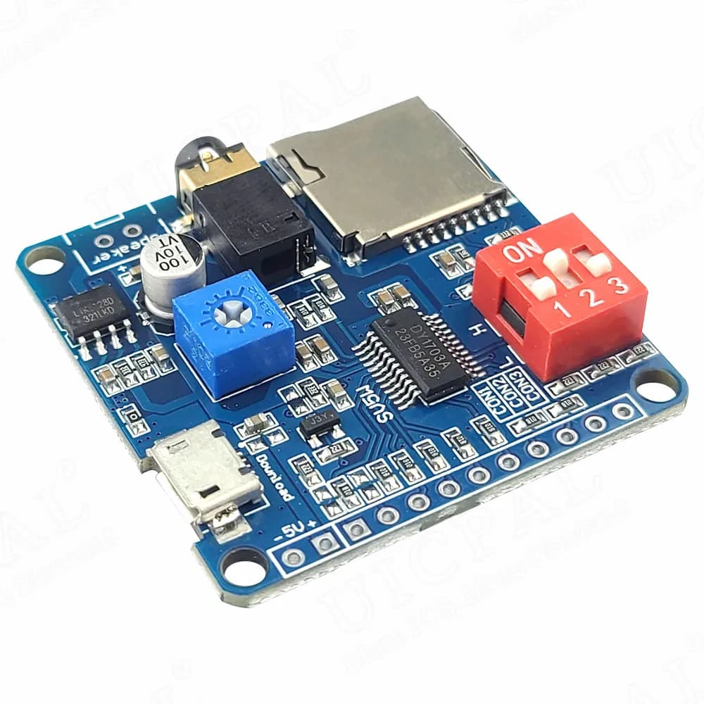Voice Audio Module for Arduino MP3 Module UART I/O Trigger Class D 5W 8M SD/TF Storage Card DY1703A