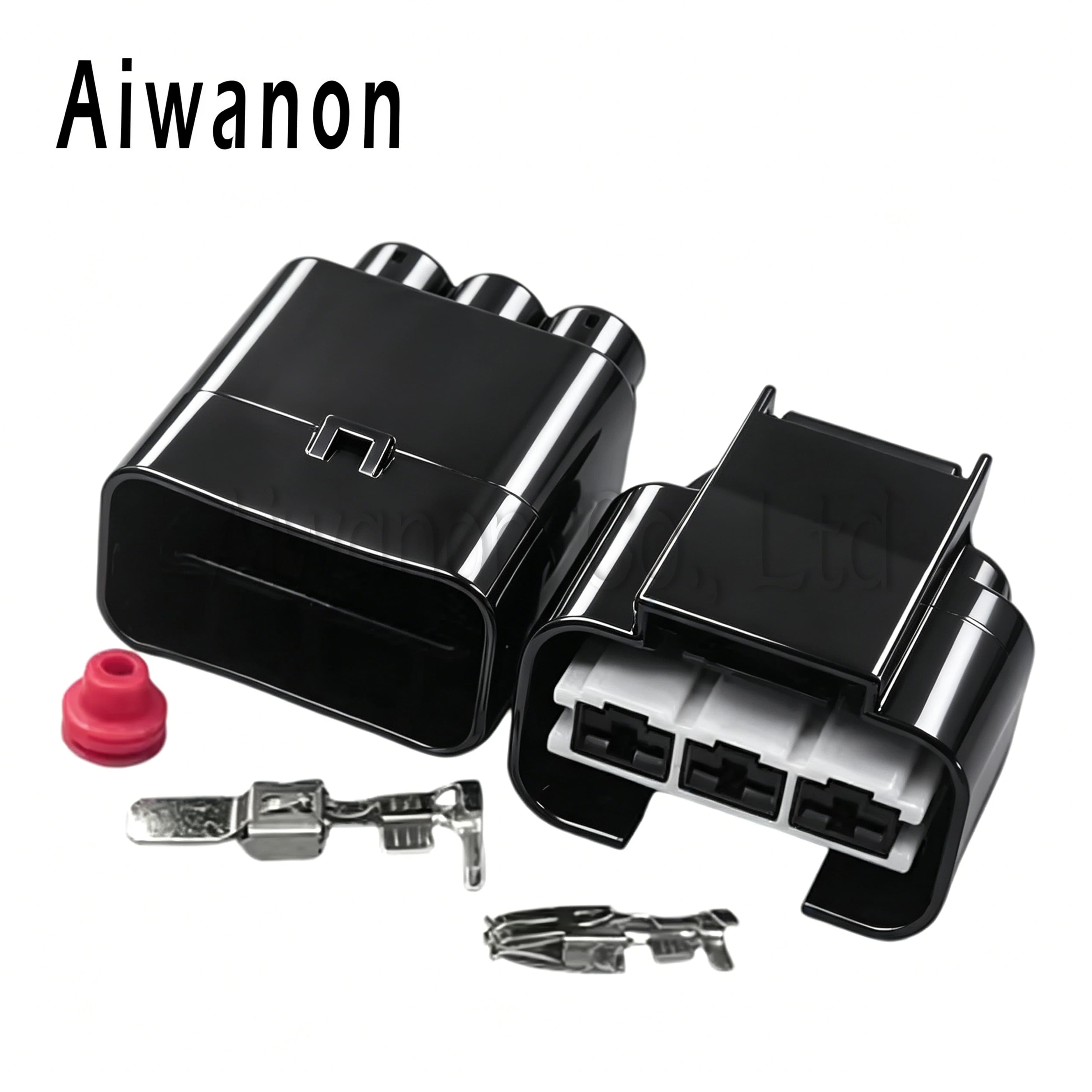 Set di 3 Connettori Elettrici Impermeabili a 3 Pin 6.3mm 1743271-2 per Ventola del Radiatore Auto, Connettori Femmina e Maschio con Cablaggio