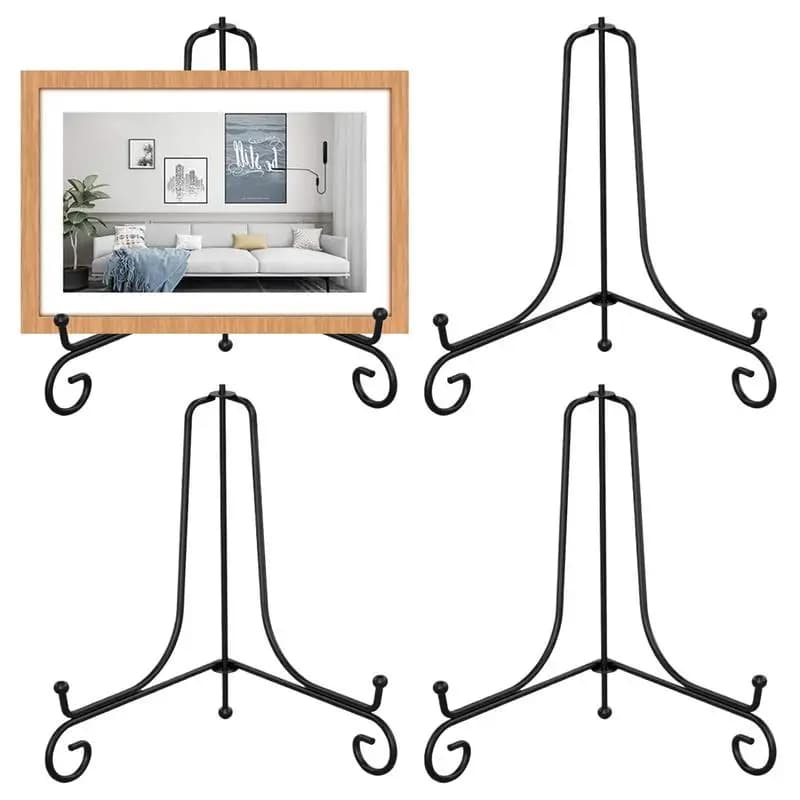 4 pieces display for plates tripod metal corkscrew for photo frame picture frame for flat photo book crafts artistic decorative shelf
