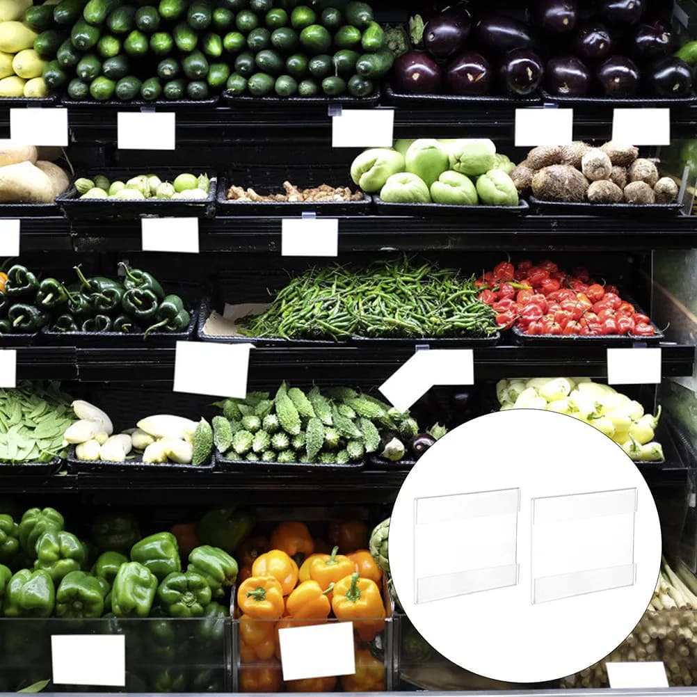 Portaetichette in acrilico da 6 pezzi, supporto per cartellini dei prezzi trasparenti, robusto espositore riutilizzabile per l'esposizione dei prezzi su desktop di negozi e supermercati
