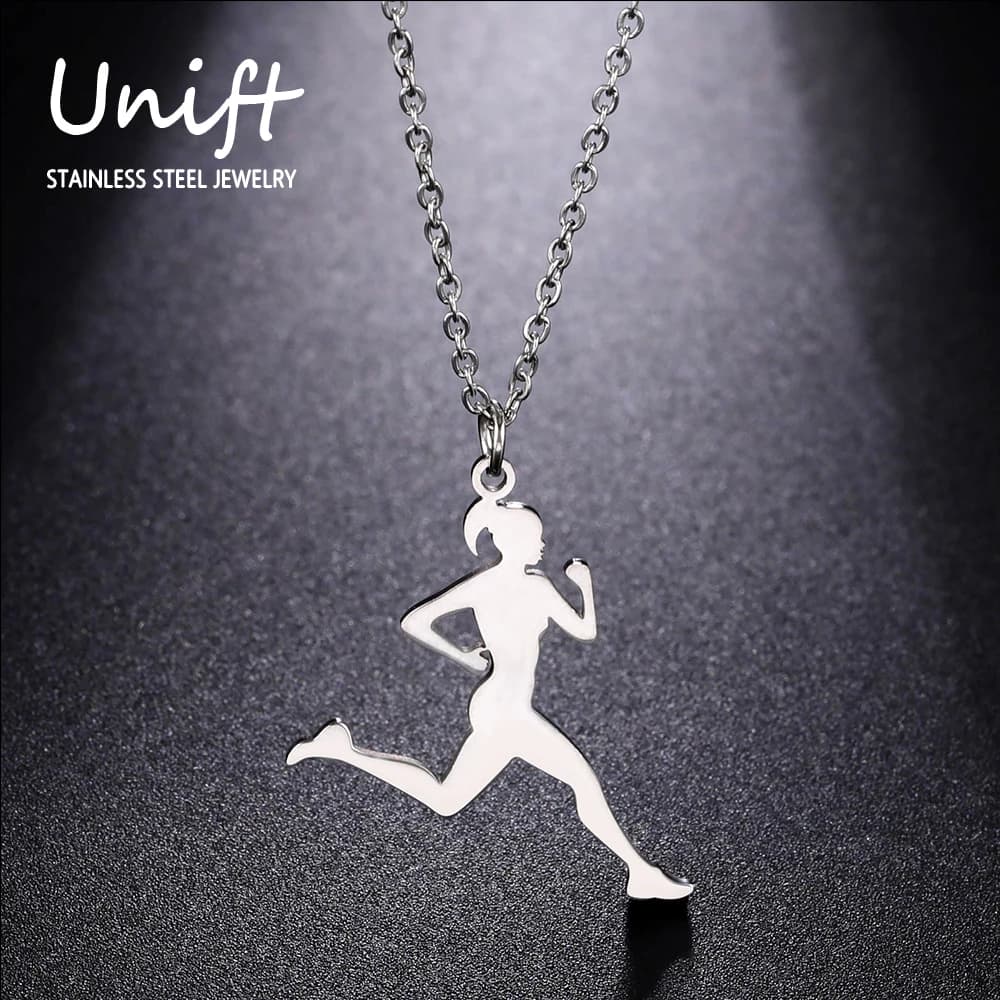 Unift Runner Pendant Necklace Women Running Fashion Sports Spirit Track Athletes Jewelry Gift for Coach Marathon Lovers
