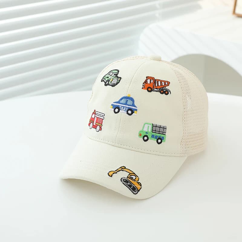 Cappellini da baseball estivi 2026 per bambini, nuovi cappelli da sole primaverili per neonati, cappellini con visiera per bambini con veicoli dei cartoni animati