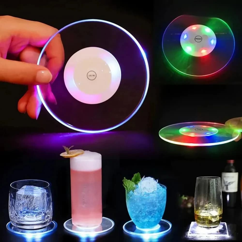 Adesivo luminoso per tazza da tappetino per stoviglie a LED Adesivo per bottiglia lampeggiante colorato Sottobicchiere che emette luce Anello luminoso per barra di stallo