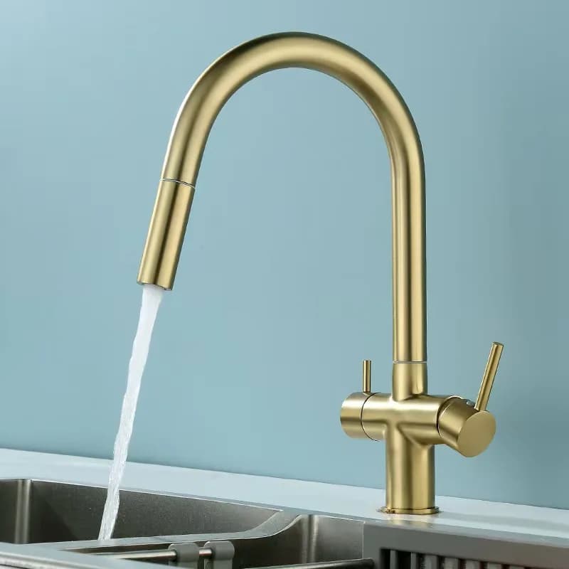 Rubinetto da cucina filtrato Pistola Grigio Estraibile Rubinetto per lavello da cucina Due modelli Ugello spruzzatore a flusso Rubinetto miscelatore acqua calda fredda in ottone