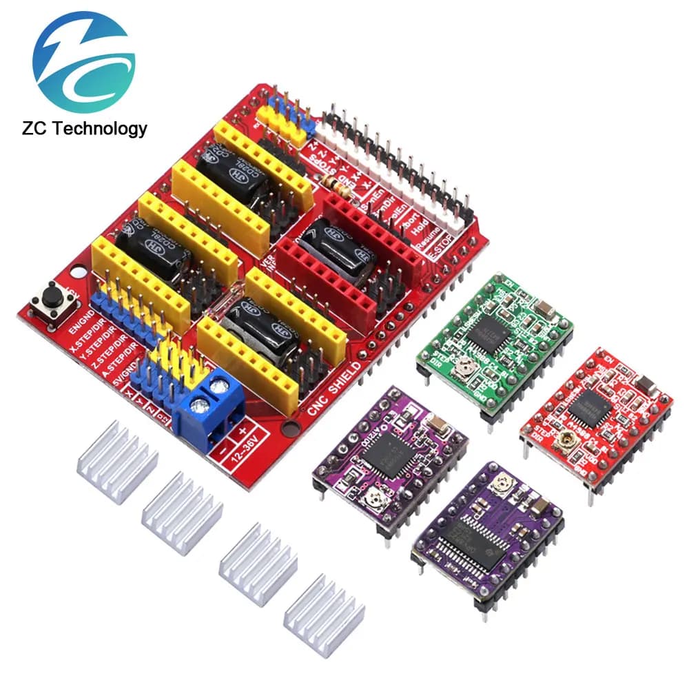 CNC Shield V3 macchina per incidere/stampante 3D/+ 4 pezzi A4988 DRV8825 AT2100 scheda di espansione Driver motore passo-passo per Arduino UNO