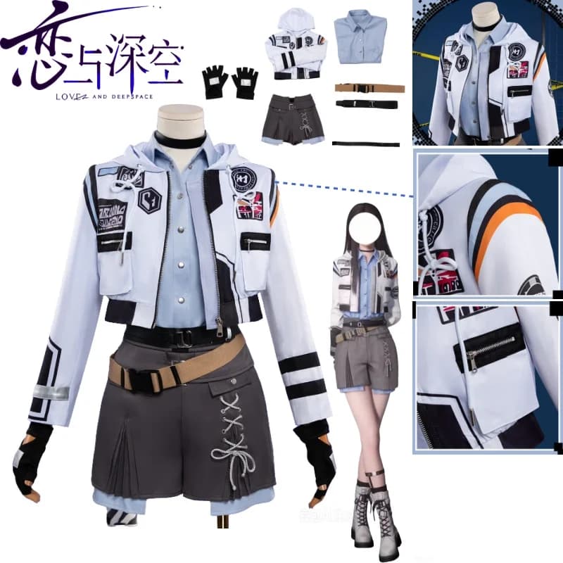 Caleb Voss Birthday Silence Protocol Miss Hunter‌ Cosplay Costume Unifrom Driving Jacket Suit and Gloves Set Love and Deepspace