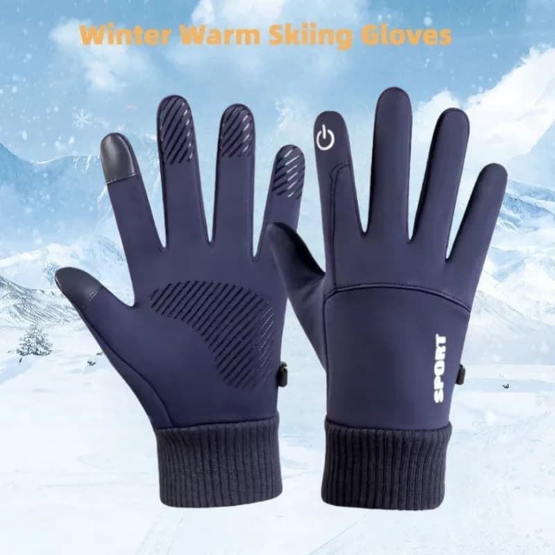 Guanti Invernali Caldi Impermeabili con Dita Intere per Ciclismo, Sport all'Aperto, Corsa, Moto, Sci, Touch Screen, in Pile
